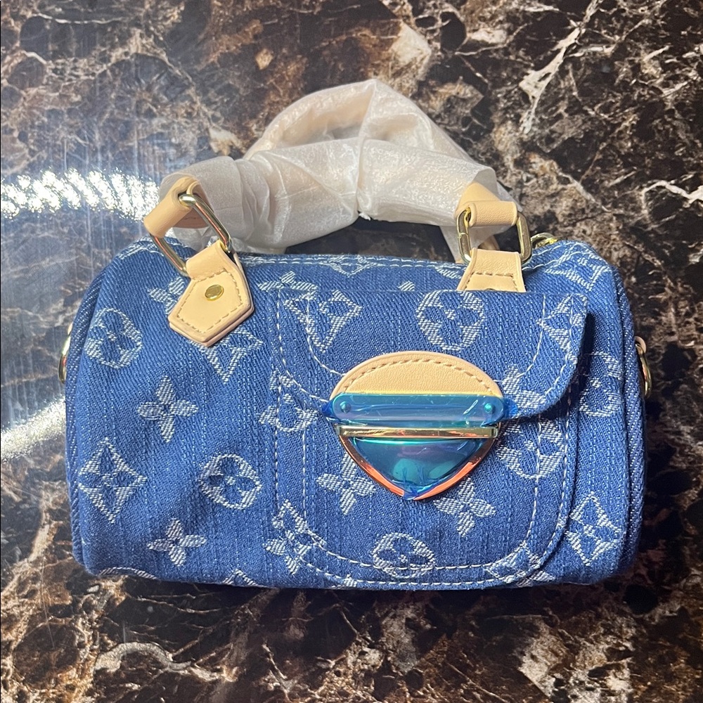 Stylish Blue Denim Handbag WITH crossbody Strap - Picture 2 of 3